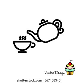 Web line icon. Cup and teapot, Tea ceremony