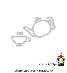 Web line icon. Cup and teapot, Tea ceremony
