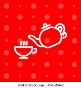 Web line icon. Cup and teapot, Tea ceremony