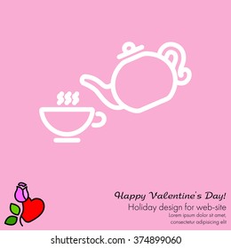 Web line icon. Cup and teapot, Tea ceremony