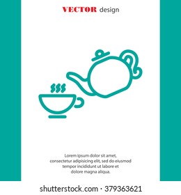 Web line icon. Cup and teapot, Tea ceremony