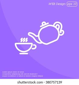 Web line icon. Cup and teapot, Tea ceremony