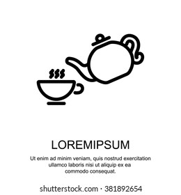 Web line icon. Cup and teapot, Tea ceremony