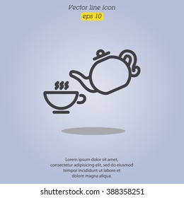 Web line icon. Cup and teapot, Tea ceremony