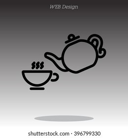 Web line icon. Cup and teapot, Tea ceremony