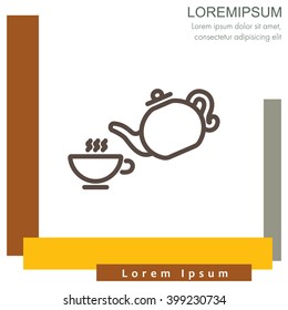 Web line icon. Cup and teapot, Tea ceremony