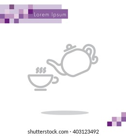 Web line icon. Cup and teapot, Tea ceremony