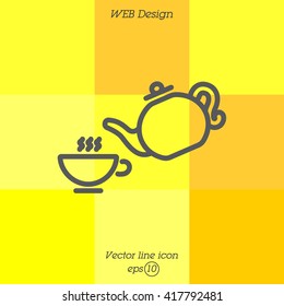 Web line icon. Cup and teapot, Tea ceremony