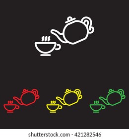 Web line icon. Cup and teapot, Tea ceremony