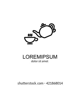 Web line icon. Cup and teapot, Tea ceremony
