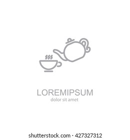 Web line icon. Cup and teapot, Tea ceremony