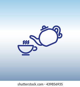 Web line icon. Cup and teapot, Tea ceremony