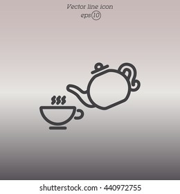 Web line icon. Cup and teapot, Tea ceremony