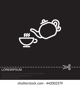 Web line icon. Cup and teapot, Tea ceremony