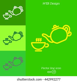 Web line icon. Cup and teapot, Tea ceremony