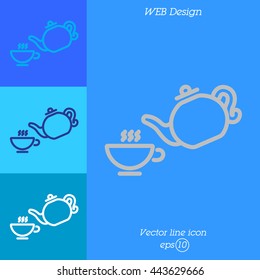 Web line icon. Cup and teapot, Tea ceremony