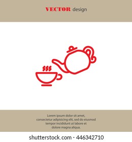 Web line icon. Cup and teapot, Tea ceremony