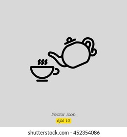 Web line icon. Cup and teapot, Tea ceremony