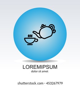 Web line icon. Cup and teapot, Tea ceremony
