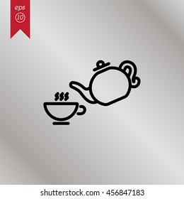 Web line icon. Cup and teapot, Tea ceremony