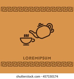 Web line icon. Cup and teapot, Tea ceremony