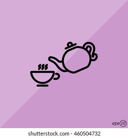 Web line icon. Cup and teapot, Tea ceremony