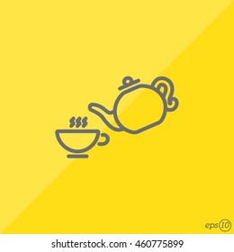 Web line icon. Cup and teapot, Tea ceremony