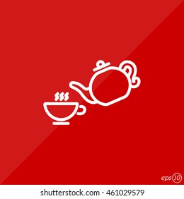 Web line icon. Cup and teapot, Tea ceremony