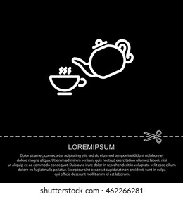 Web line icon. Cup and teapot, Tea ceremony