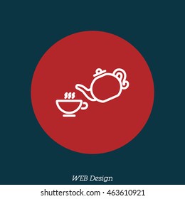 Web line icon. Cup and teapot, Tea ceremony