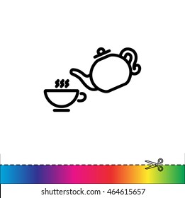 Web line icon. Cup and teapot, Tea ceremony