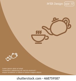 Web line icon. Cup and teapot, Tea ceremony