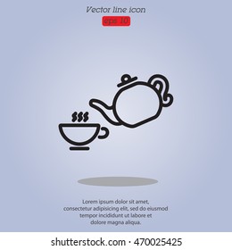 Web line icon. Cup and teapot, Tea ceremony