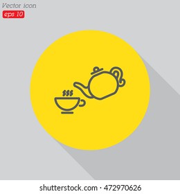 Web line icon. Cup and teapot, Tea ceremony