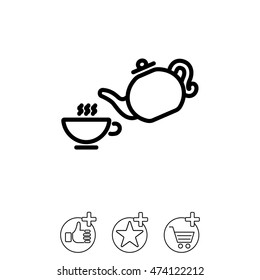 Web line icon. Cup and teapot, Tea ceremony
