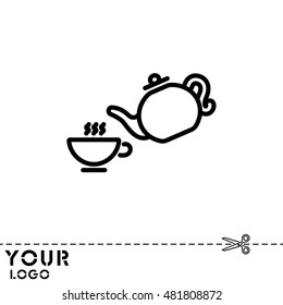 Web line icon. Cup and teapot, Tea ceremony