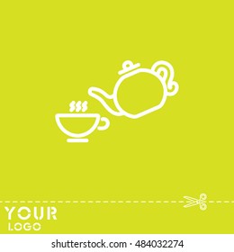 Web line icon. Cup and teapot, Tea ceremony