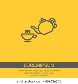 Web line icon. Cup and teapot, Tea ceremony