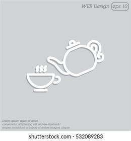 Web line icon. Cup and teapot, Tea ceremony