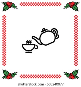 Web line icon. Cup and teapot, Tea ceremony