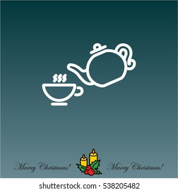 Web line icon. Cup and teapot, Tea ceremony