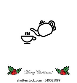 Web line icon. Cup and teapot, Tea ceremony