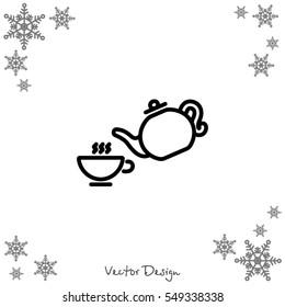 Web line icon. Cup and teapot, Tea ceremony