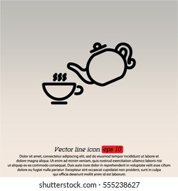Web line icon. Cup and teapot, Tea ceremony