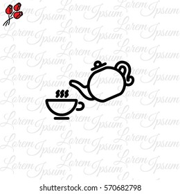 Web line icon. Cup and teapot, Tea ceremony