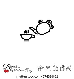 Web line icon. Cup and teapot, Tea ceremony