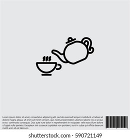 Web line icon. Cup and teapot, Tea ceremony