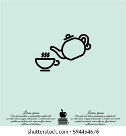 Web line icon. Cup and teapot, Tea ceremony