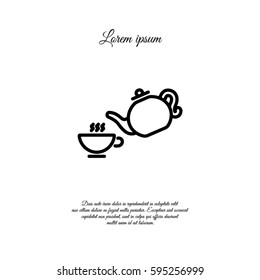 Web line icon. Cup and teapot, Tea ceremony