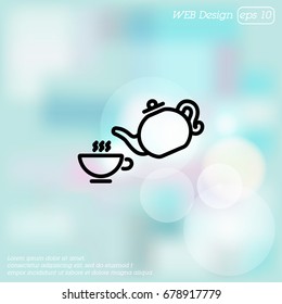 Web line icon. Cup and teapot, Tea ceremony